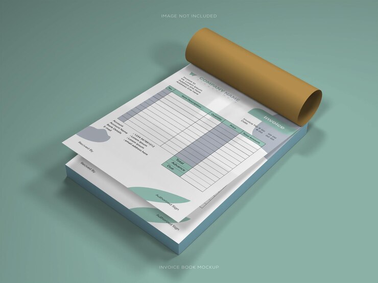 Mockup di fattura su sfondo verde
