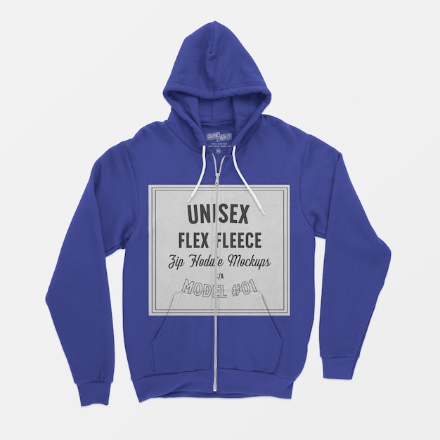 Mockup di felpa con cappuccio e zip in pile flessibile unisex