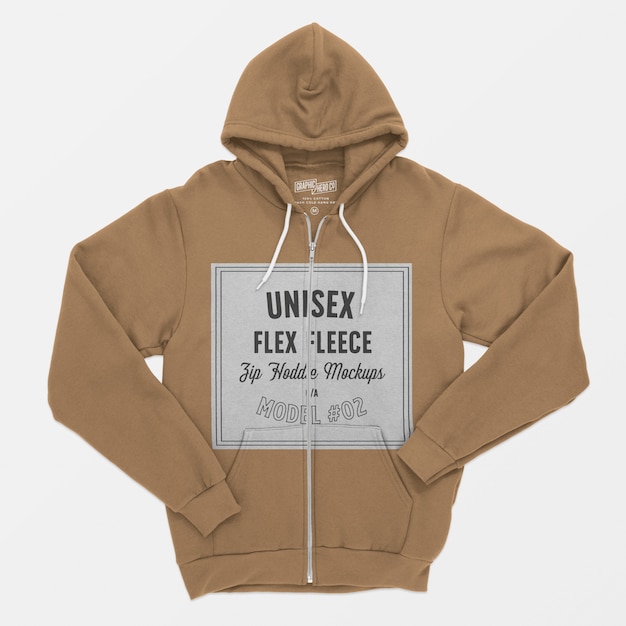 Mockup di felpa con cappuccio e zip in pile flessibile unisex