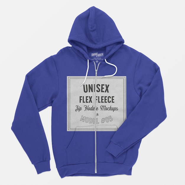 Mockup di felpa con cappuccio e zip in pile flessibile unisex