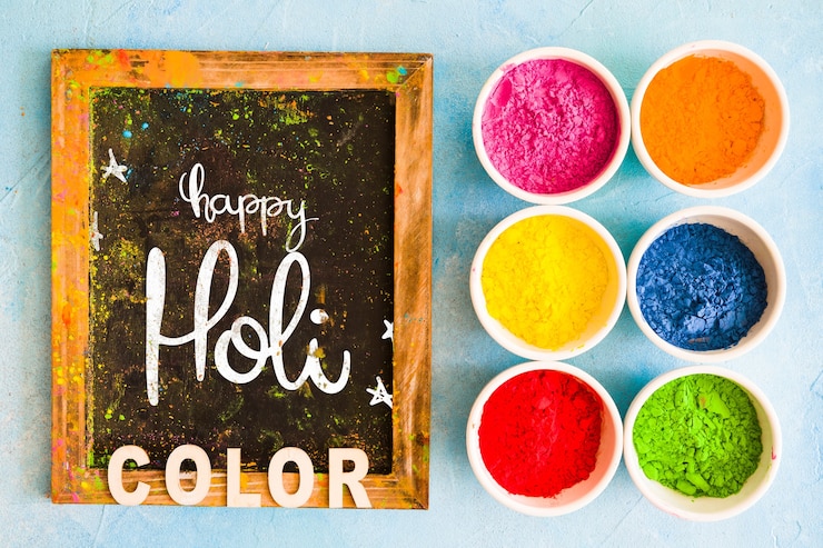 PSD mockup di festival di holi con l'ardesia