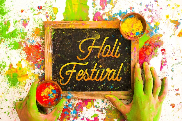 Mockup di festival di Holi con l&#39;ardesia