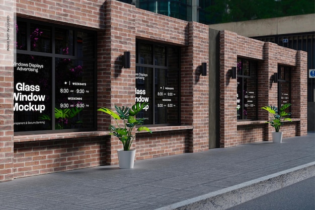 Mockup di finestra di vetro, vista a sinistra