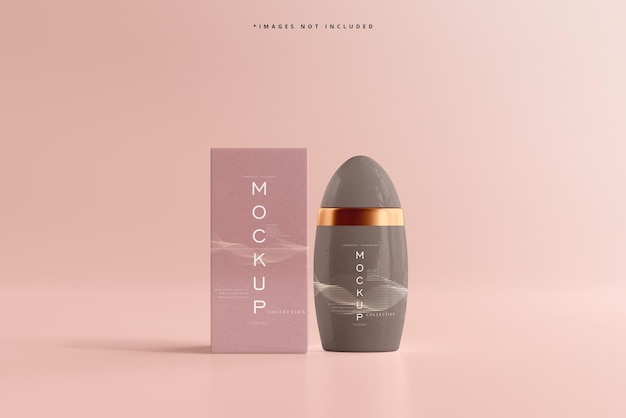 Mockup di flacone cosmetico e scatola in mostra