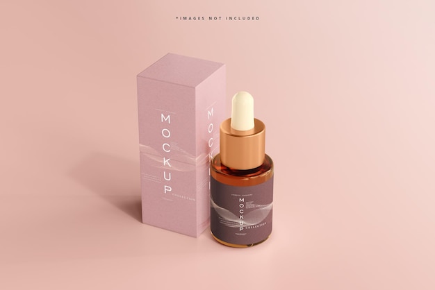 Mockup di flacone cosmetico e scatola in mostra