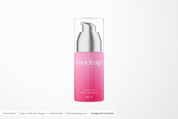 Mockup di flacone per pompa cosmetica premium con tappo metallico