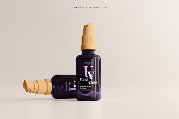 Mockup di flacone spray cosmetico in vetro UV