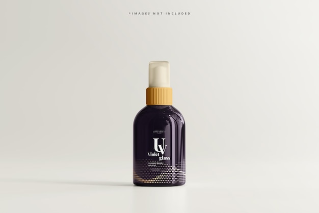 Mockup di flacone spray cosmetico in vetro UV