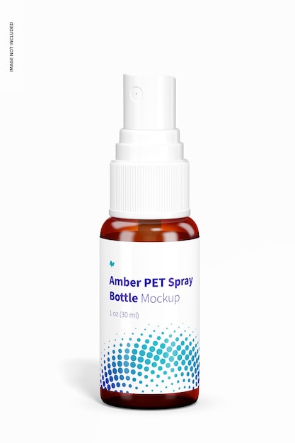 Mockup di flacone spray in PET ambra da 1 oz