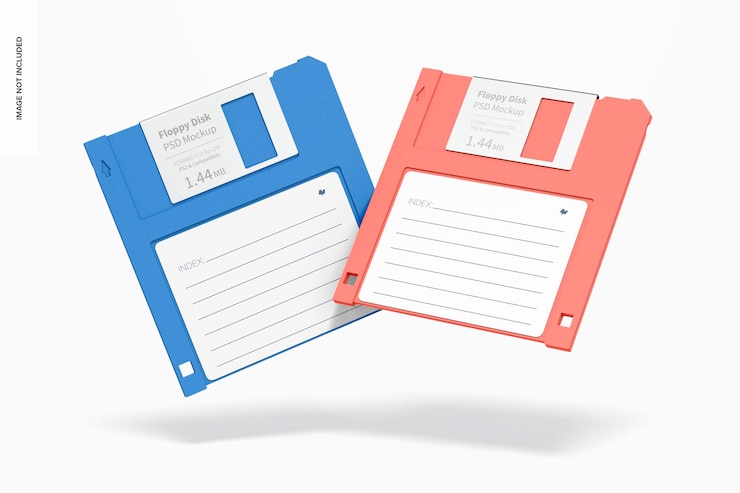 PSD mockup di floppy disk, caduta