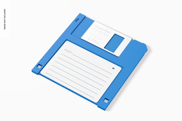 PSD mockup di floppy disk, prospettiva
