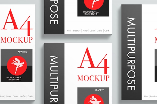 Mockup di fogli A4 multiuso