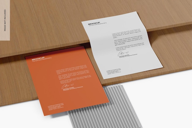 Mockup di fogli di carta aziendale, vista a sinistra