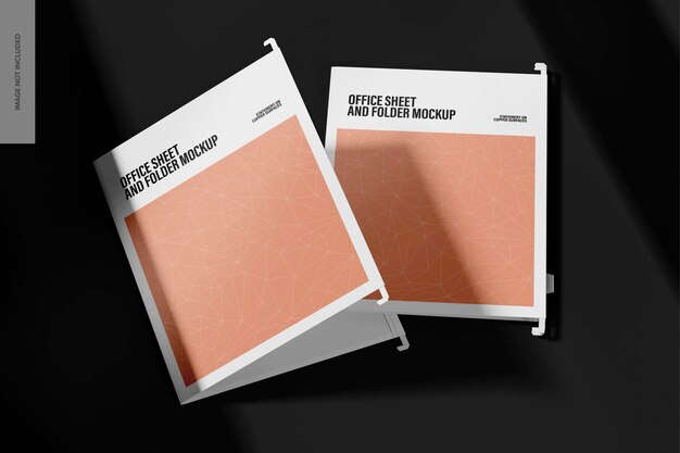 Mockup di fogli e cartelle per ufficio