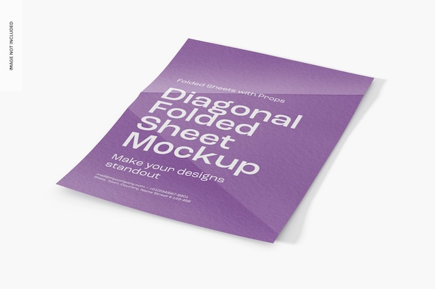 Mockup di foglio piegato diagonale, prospettiva