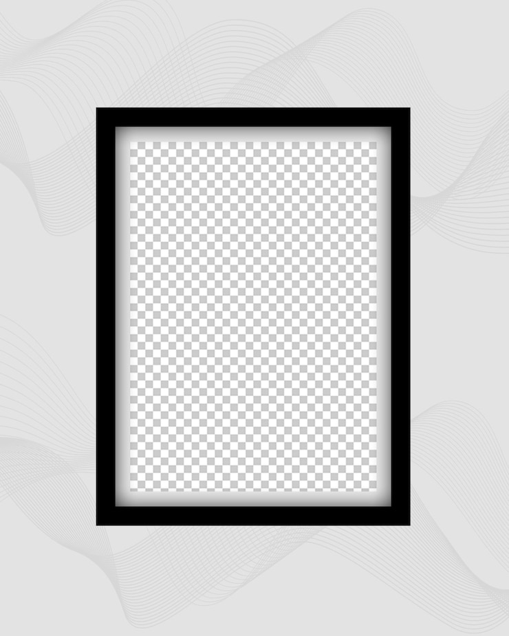 PSD mockup di foto con cornice nera trasparente