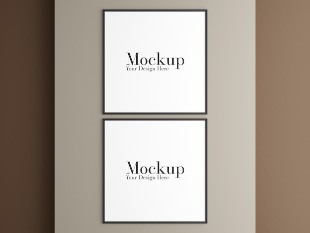 Mockup di foto poster con cornice in stile minimal appeso al muro