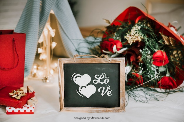 Mockup di frame e elementi di San Valentino