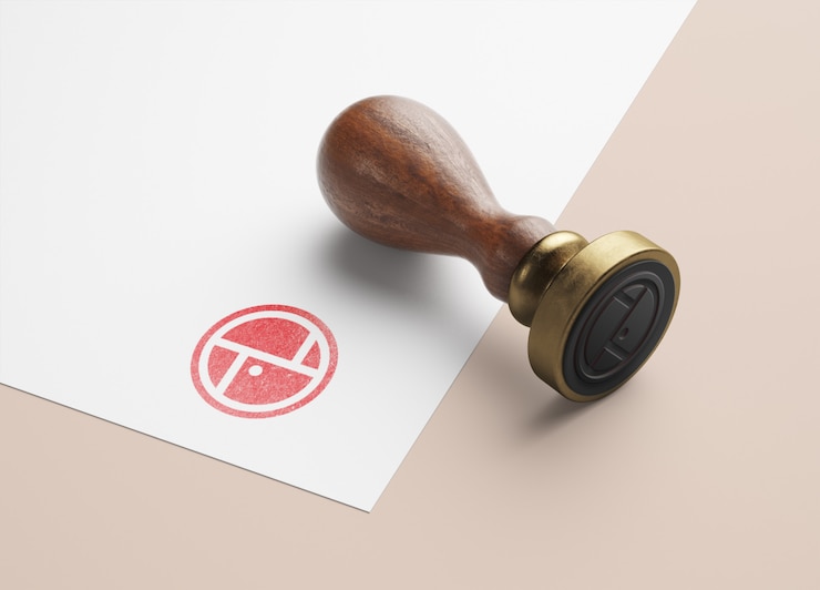 PSD mockup di francobolli in legno