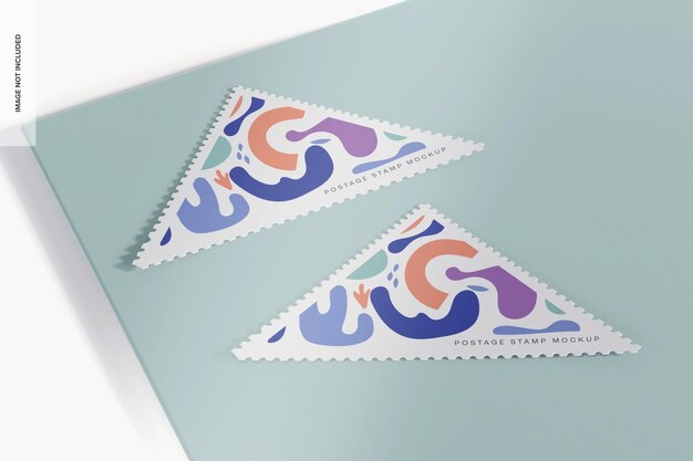 Mockup di francobolli postali triangolari