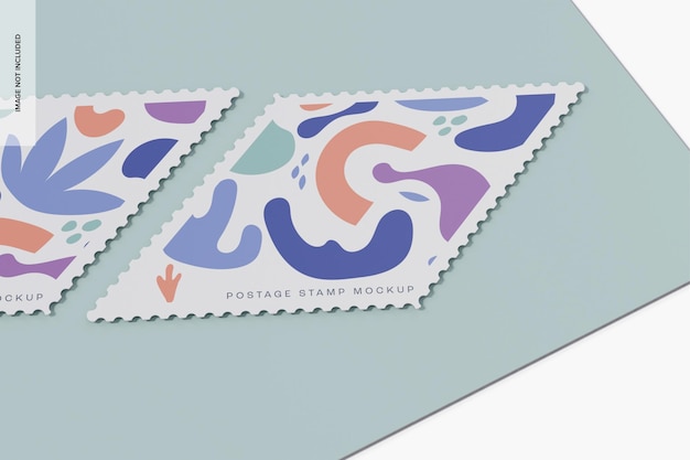 Mockup di francobolli rombo, prospettiva