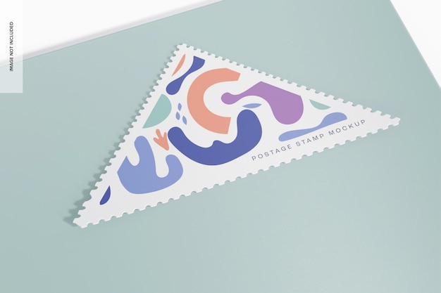 Mockup di francobollo postale triangolare, da vicino