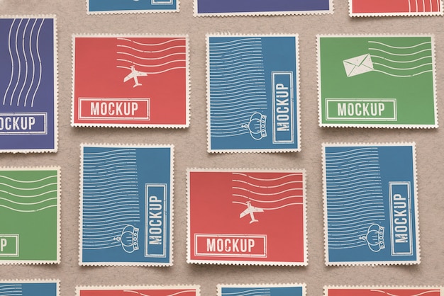 Mockup di francobollo vista dall'alto