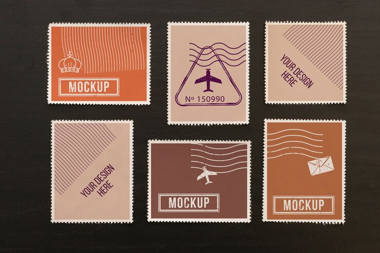 PSD mockup di francobollo vista dall'alto