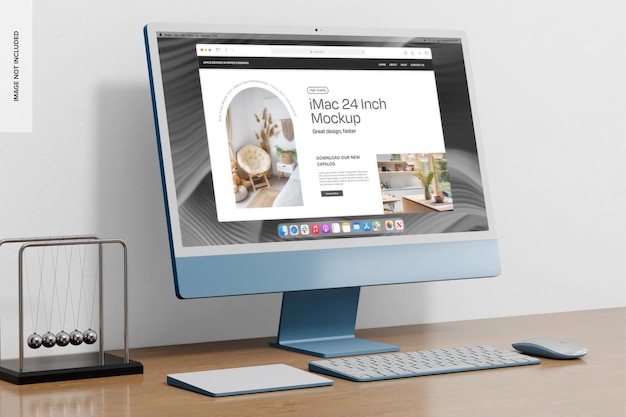 Mockup di iMac in Office Scenario Visualizzazione sinistra