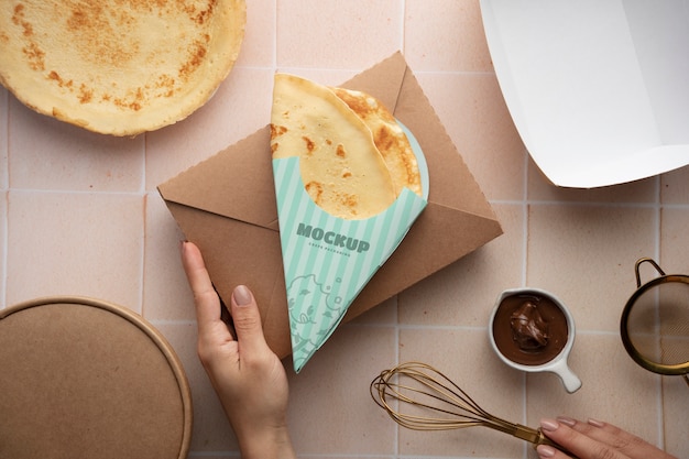 Mockup di imballaggio crepe vista dall'alto