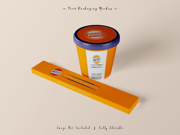 Mockup di imballaggio da asporto per cibo asiatico