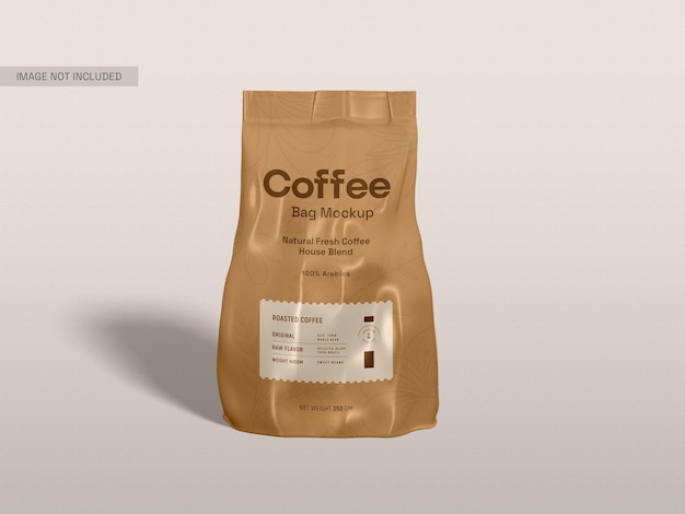 Mockup di imballaggio della borsa della busta del caffè in lamina lucida