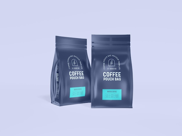 Mockup di imballaggio della borsa della busta del caffè in lamina lucida