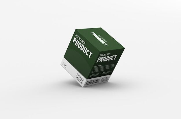 Mockup di imballaggio della scatola del prodotto quadrato per la pubblicità del marchio su uno sfondo pulito
