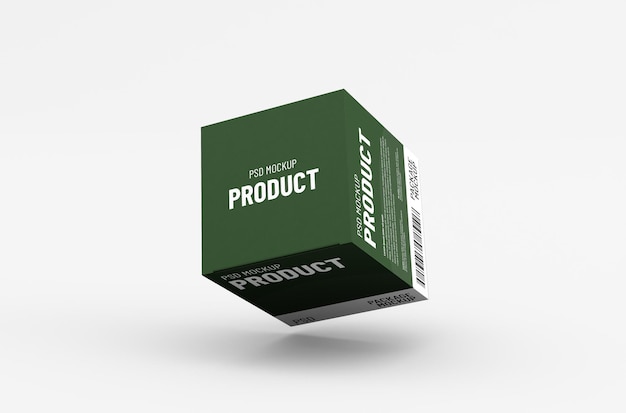 Mockup di imballaggio della scatola del prodotto quadrato per la pubblicità del marchio su uno sfondo pulito
