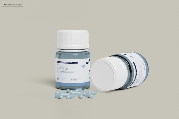 Mockup di imballaggio di bottiglie di pillole per supplementi