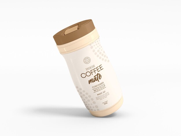 Mockup di imballaggio in barattolo di caffè in plastica lucida
