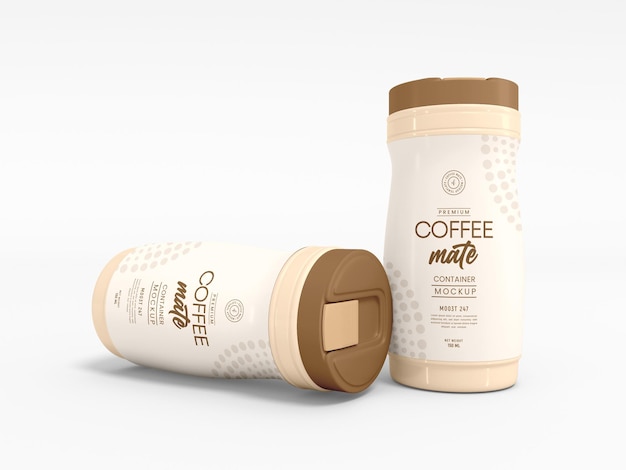 Mockup di imballaggio in barattolo di caffè in plastica lucida