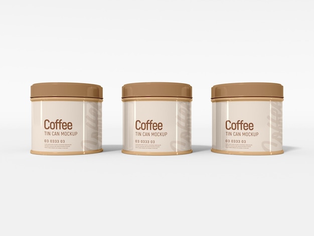 Mockup di imballaggio in barattolo di latta per caffè rotondo lucido