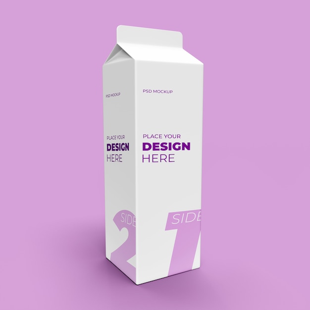 Mockup di imballaggio in cartone del latte