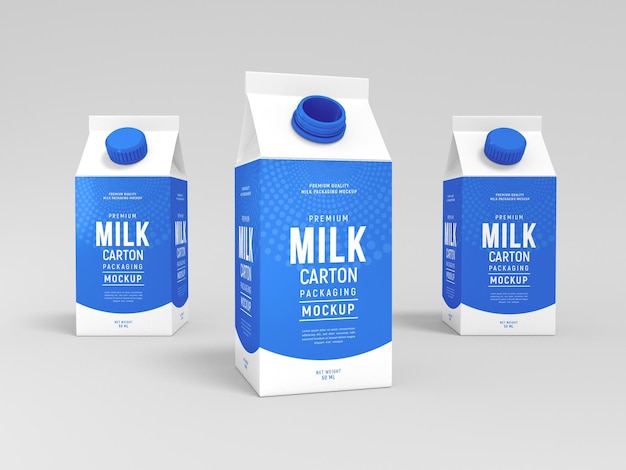 Mockup di imballaggio in cartone del latte