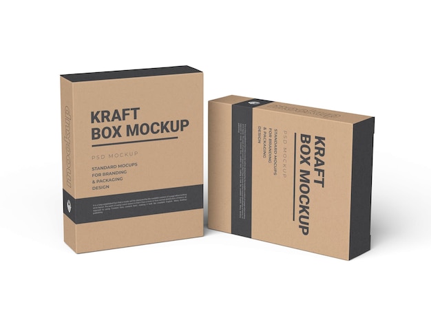mockup di imballaggio in cartone kraft psd per prodotti