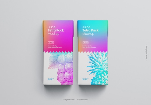 Mockup di imballaggio in cartone per succhi Tetra Pack