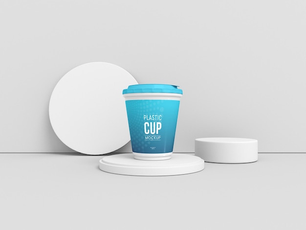 Mockup di imballaggio in tazza di plastica