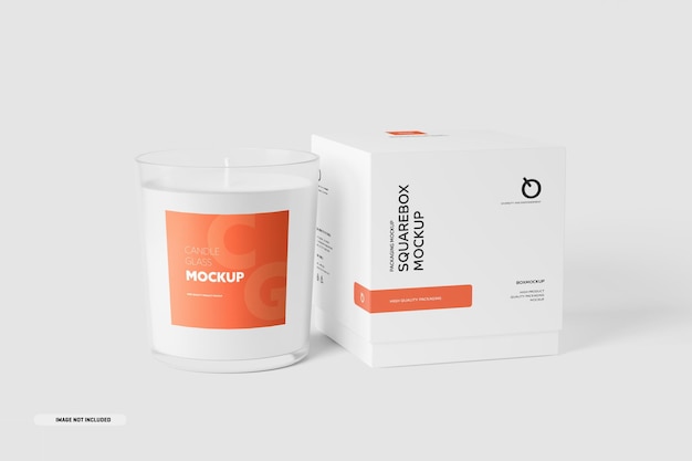 Mockup di imballaggio in vetro trasparente per candele