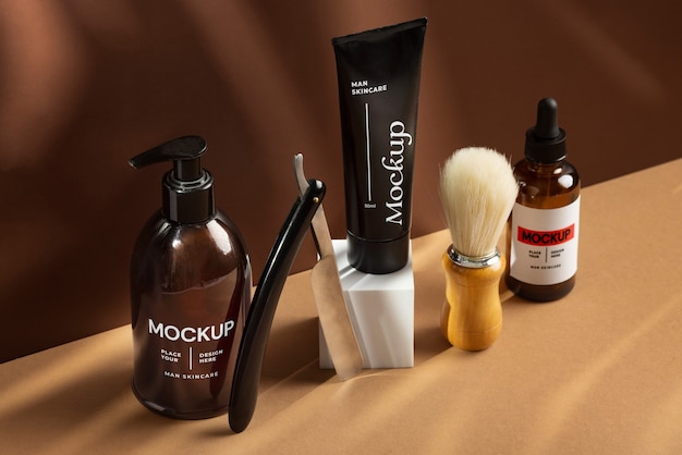 Mockup di imballaggio per articoli per la cura personale maschile