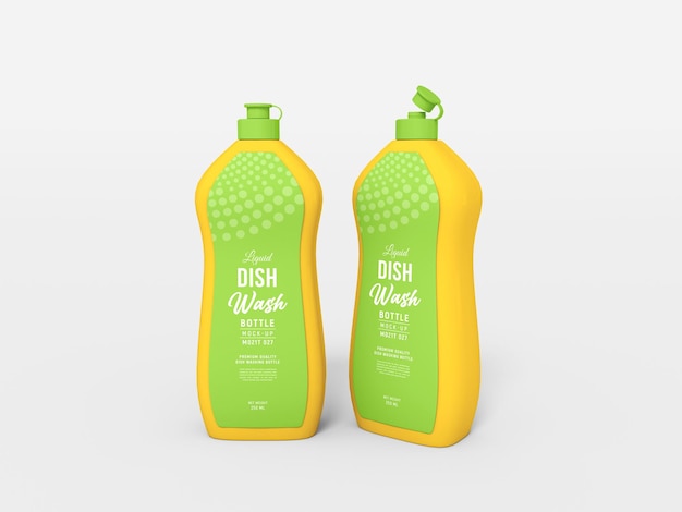 Mockup di imballaggio per bottiglie di lavastoviglie liquide