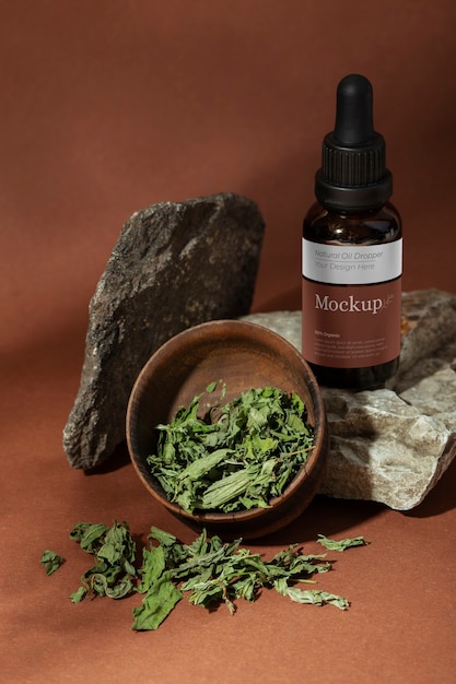Mockup di imballaggio per contagocce di olio naturale