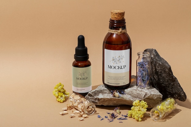 Mockup di imballaggio per contagocce di olio naturale