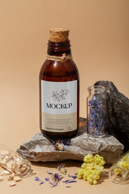 Mockup di imballaggio per contagocce di olio naturale